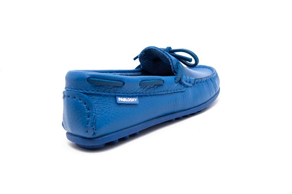 Pablosky Kids Blue Leather Driver Shoe - 125145