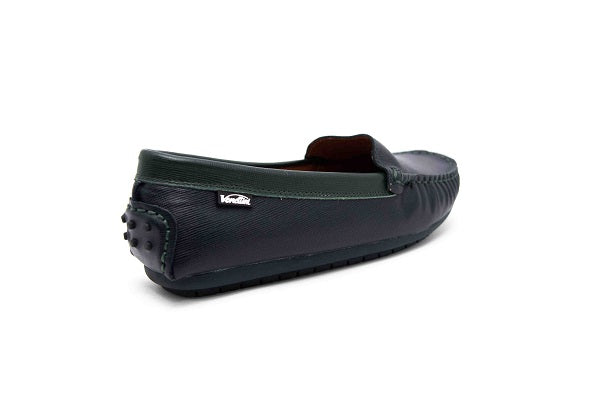 Venettini Boys 55-Gordy Dark Grey & Green Wax Leather Loafer Shoe