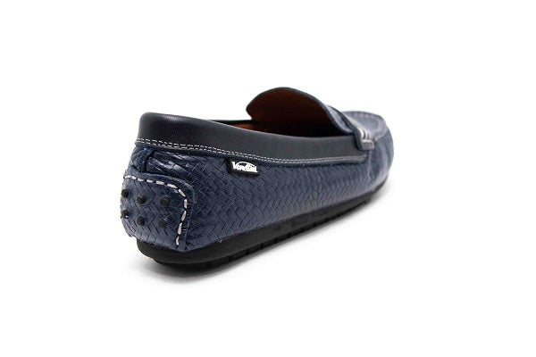 Venettini Kids 55- Savor Navy Weave Leather Loafer Shoe