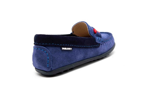 Pablosky Kids Blue Suede Leather Boys Loafer - 125442