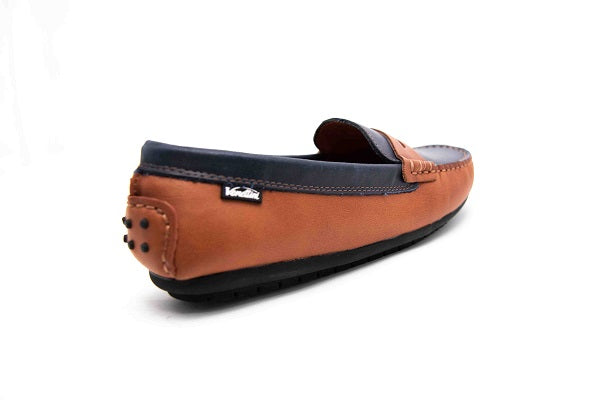 Venettini 55-Savor Luggage & Navy Leather Loafer Shoe