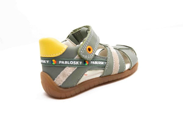 Pablosky Kids Green Leather Boys Sandal - 070892