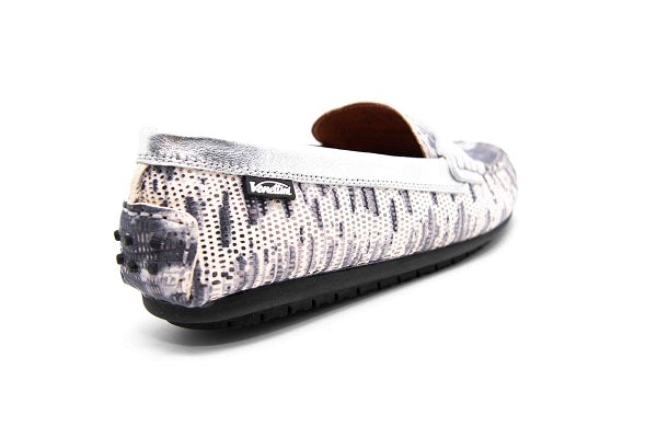 Venettini 55-Savor Penny Grey Rep & Silver Leather Loafer