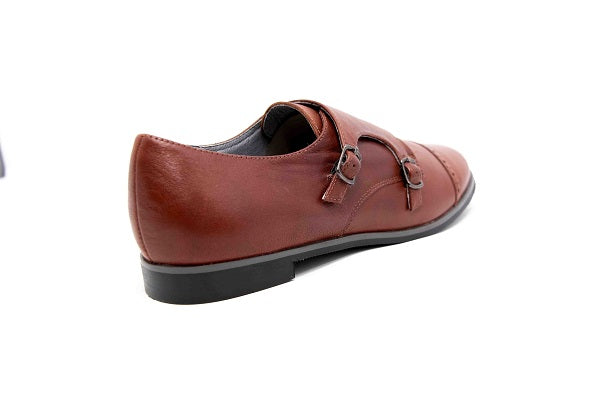 Venettini Boys 55-Wally Tobacco Leather Double Monk Shoe