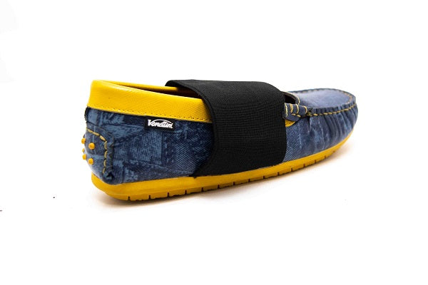 Venettini Girls 55-Lilyc Yellow & Denim Loafer with Elastic Strap