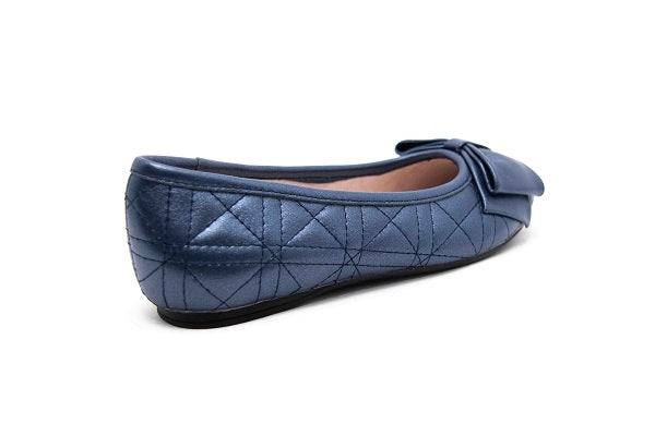 Venettini Girls 55-Clive Blue 282 Pearlized Leather Flat Shoe