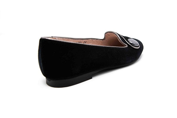 Venettini Girls 55-Lolita Black Suede & Pewter Slip On