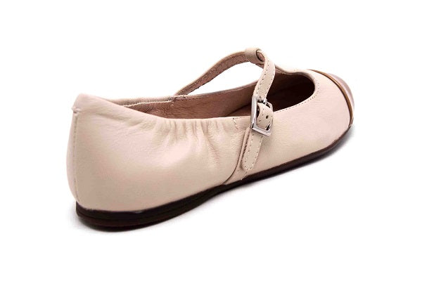 Venettini Girls 55-Annie 278 Gold Beige Leather Flat Shoe