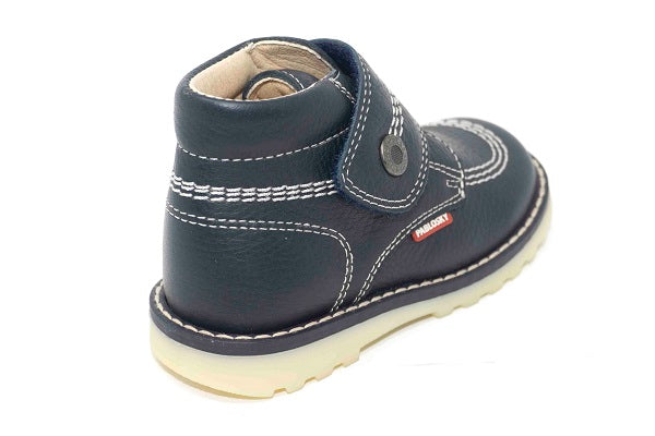 Pablosky Kids Navy Leather Velcro Boys Boot - 580127