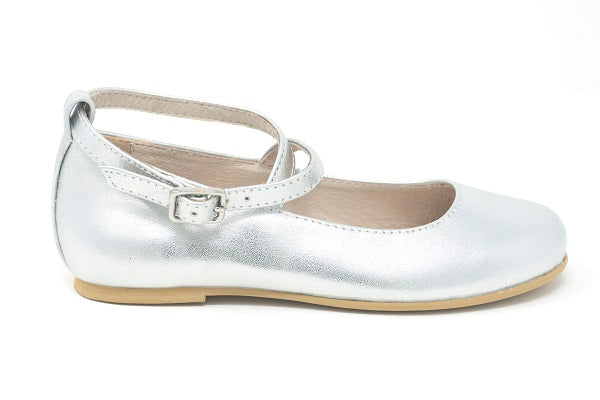 Venettini Girls 55-Hana Silver Leather Mary Jane Shoe