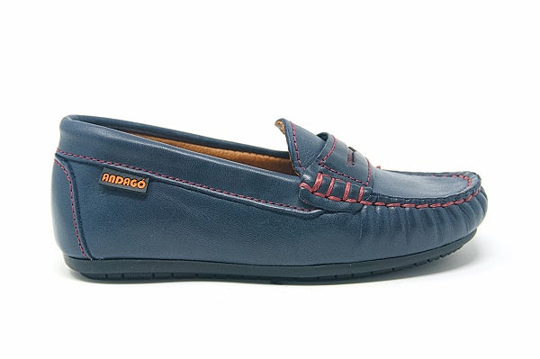 Andago 21-Braves Navy Leather Mocassin Shoe