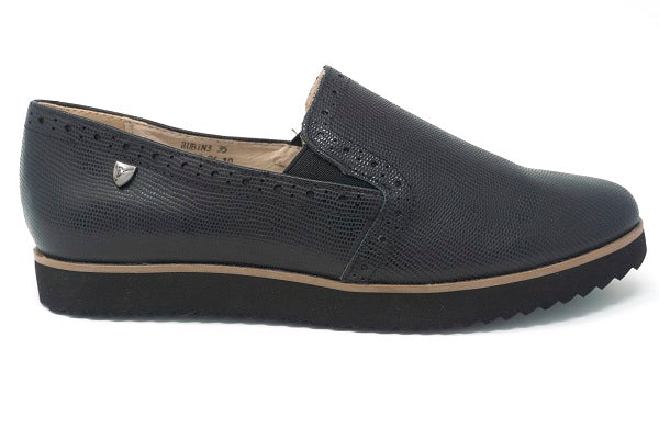 Venettini Boys 55-Rubins 3 Black Sand Leather Slip On Shoe