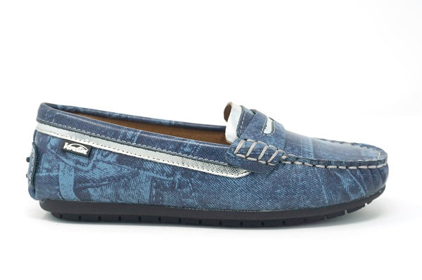 Venettini 55-Vickic Denim & Silver Leather Loafer