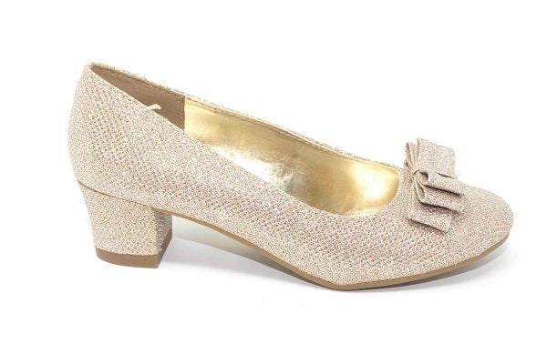 Nine West Girls Bow Gold Pump