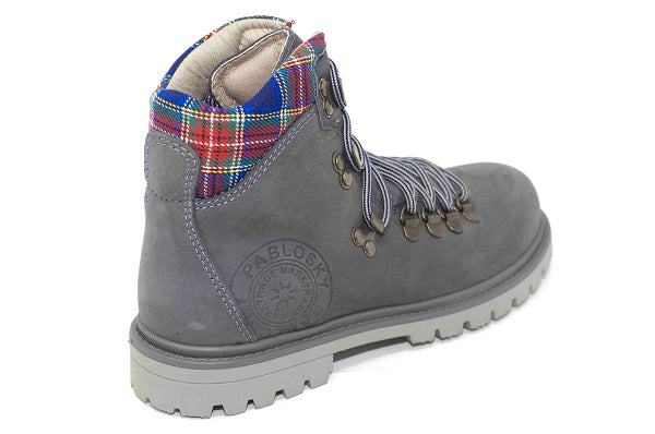 Pablosky Kids Grey Leather Boys Boot - 712154