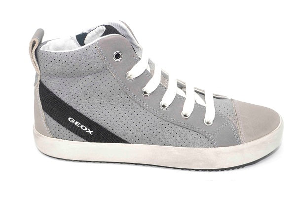 Geox J Alonisso Boys Grey Leather Sneaker