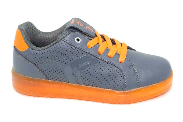 Geox Jr Kommodor Boys Dark Grey & Orange Lite Up Sneaker