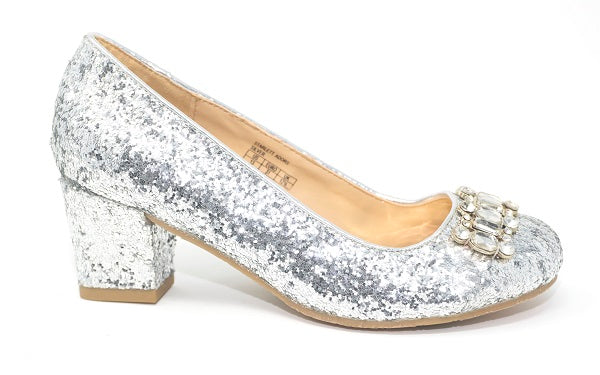 Badgley Mischka Girls Starlett Adorb Silver Pump