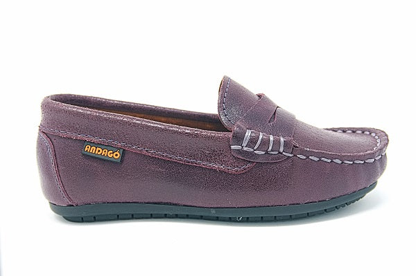 Andago 21-Braves Bordo Rustic Leather Mocassin Shoe