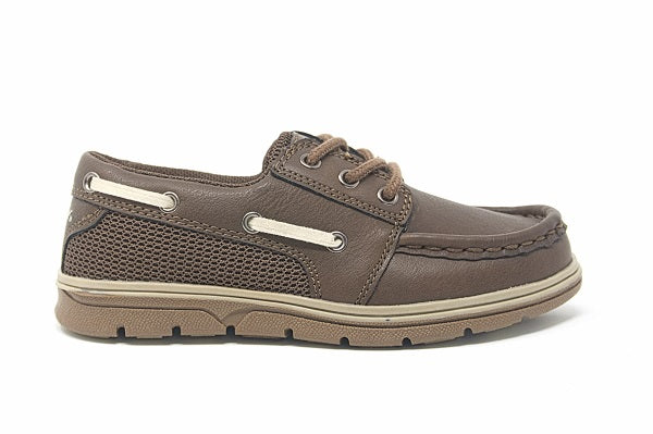 UNIONBAY Kids Coral Brown Leather Boys Boat Shoe