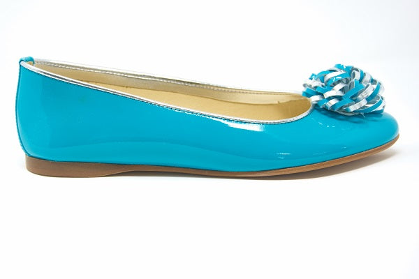 Andago 20-Rita Turquoise Patent Leather Girls Flat Shoe