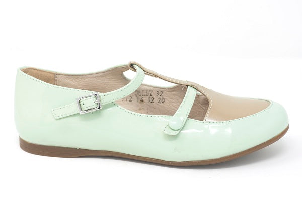 Venettini Girls 55-Colby Mint Pearlized Double Buckle Shoe