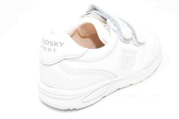 Pablosky Kids White Leather Velcro Sneaker - 267800