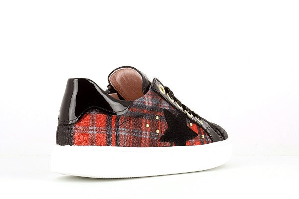 Pablosky Kids Red Plaid Glitz Girls Sneaker - 284019