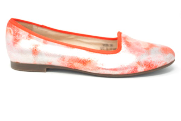 Venettini Girls 55-Mona Coral Crystal Leather Flat Shoe