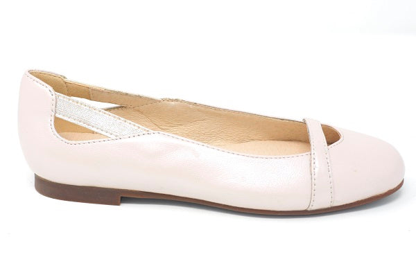 Venettini Girls 55-Hazel Champagne Pearlized Leather Flat Shoe