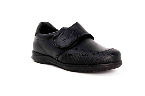 Pablosky Kids Black Leather Velcro Boys Shoe - 320310