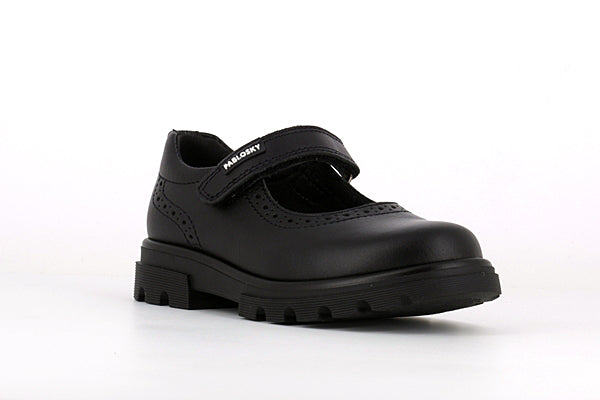 Pablosky Kids Black Leather Trimmed Mary Jane Girls Shoe - 335010