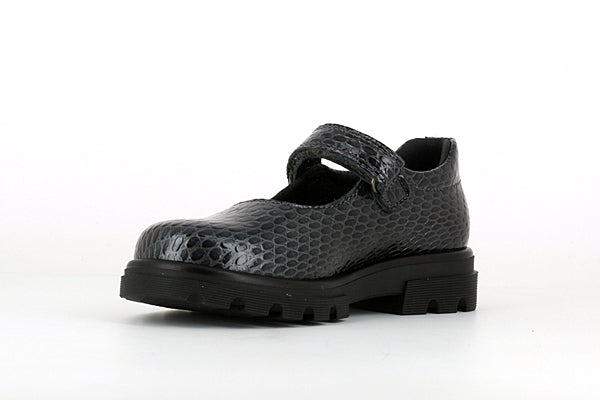 Pablosky Kids Black Croc Leather Mary Jane Girls Shoe - 335258