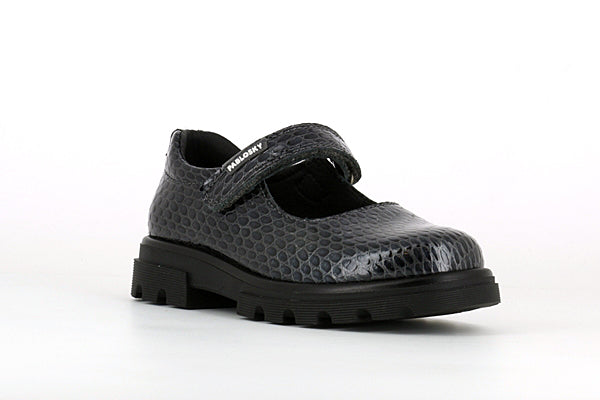 Pablosky Kids Black Croc Leather Mary Jane Girls Shoe - 335258