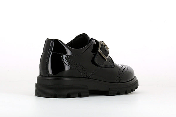 Pablosky Kids Black Shine Leather Velcro Girls Shoe - 335619