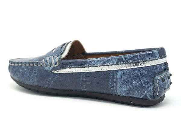 Venettini 55-Vickic Denim & Silver Leather Loafer