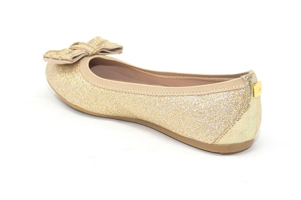 Stuart Weitzman Kids Girls Fannie Chain Glitter Gold Flat Shoe