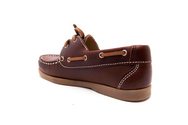 Pablosky Kids Brown Leather Lace Boys Moccasin Shoe -123890