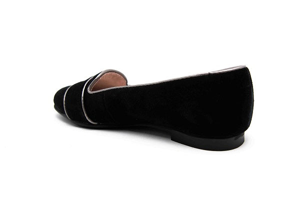 Venettini Girls 55-Lolita Black Suede & Pewter Slip On