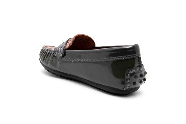 Venettini 55-Savor Grey Patent & Orange Leather Loafer