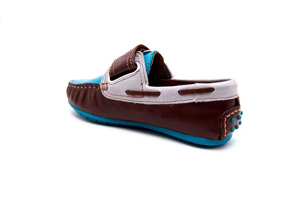 Venettini 55-Samy 6 Brown & Turquoise Glazed Leather Loafer