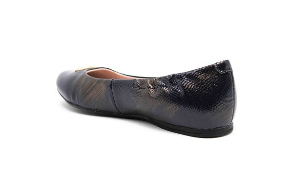 Venettini Girls 55-Kim Navy Brush Saffiano Leather Flat Shoe