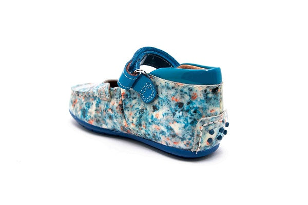 Venettini Girl's 55-Rachel Blue Spot Leather Flat Shoe