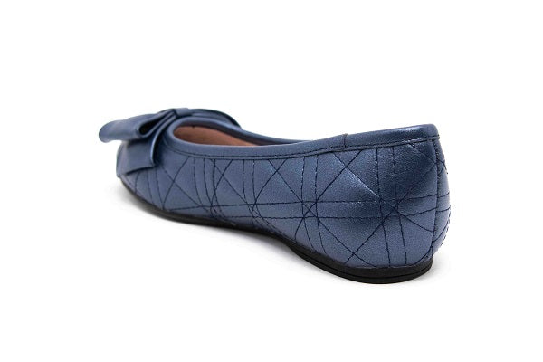 Venettini Girls 55-Clive Blue 282 Pearlized Leather Flat Shoe