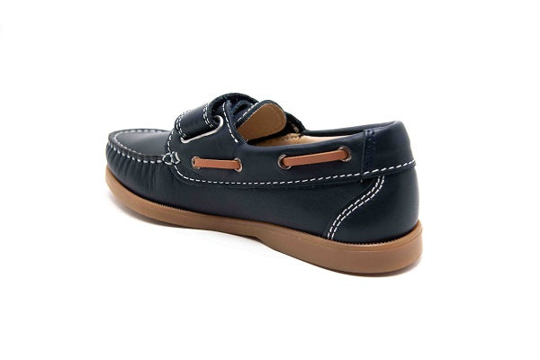 Pablosky Kids Brown Leather Navy Moccasin Shoe - 123929