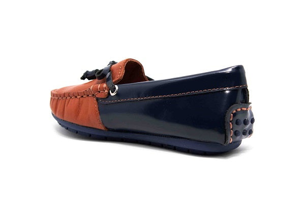 Venettini Boys 55-Hudson Cognac & Navy Oil Leather Loafer