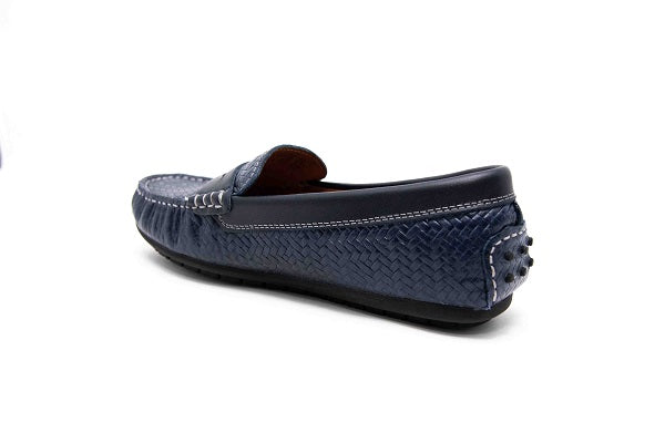 Venettini Kids 55- Savor Navy Weave Leather Loafer Shoe