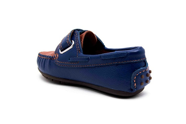 Venettini Boys Samy 4 Cobalt and Luggage Zillow Leather Loafer