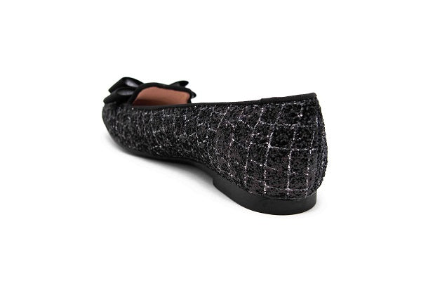 Venettini Girls 55-Debra/Piper Black Croc Glitter Grain Slip On Shoe