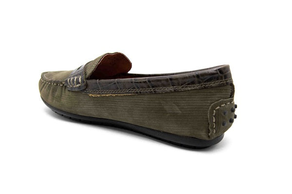 Venettini 55-Savor Olive Corduroy Leather Loafer